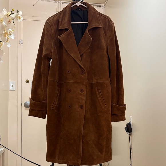 No Brand Other - Brown Suede Double-Breasted Men’s  Coat Size M